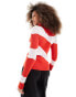 Mango wave stripe jumper in red and white Красный, XS - EU 34 - фото #4