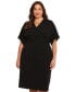 Plus Size Short-Sleeve V-Neck Sheath Dress Черный, 22W - фото #4