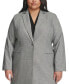 Plus Size Heathered Single-Button Notched-Collar Jacket