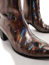 ASOS DESIGN heeled chelsea boot in iridescent faux leather Серебристый, 43 - фото #3