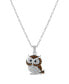 Фото #1 товара Macy's crystal Owl Pendant 16+2" Extender In Silver Plated