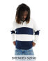 Фото #1 товара ASOS DESIGN colour block rugby polo in blue and white