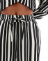 ONLY Petite wide leg trouser co-ord in black and white stripe Черный, S - EU 36 - фото #5