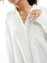 Фото #3 товара Stradivarius oversized linen look shirt in white