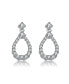 ფოტო #3 პროდუქტის GV Sterling Silver White Gold Plated Clear Round Cubic Zirconia Open Pear Drop Earrings