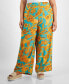 Trendy Plus Size Floral Flat-Front Wide-Leg Pants, Created for Macy's