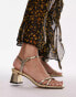 Фото #1 товара Topshop Wide Fit Iona strappy block heeled sandal in gold lizard