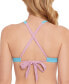 Фото #2 товара Juniors' Contrast-Trim Triangle Bikini Top, Created for Macy's