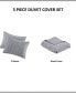 Фото #12 товара CLOSEOUT! Maddox 3 Piece Striated Cationic Dyed Oversized Duvet Cover Set with Pleats, Full/Queen