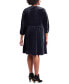 Фото #2 товара Plus Size Velvet V-Neck Fit & Flare Dress