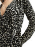 Фото #7 товара Mango wrap front leopard mini dress in black