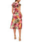 Фото #2 товара Women's Floral-Print Smocked-Waist Midi Dress