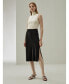 ფოტო #6 პროდუქტის Women's Minimalist Aesthetic Silk Poppy Skirt for Women