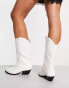 Фото #4 товара ASOS DESIGN Wide Fit Andi flat western knee boots in white