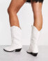 ASOS DESIGN Wide Fit Andi flat western knee boots in white