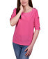 ფოტო #1 პროდუქტის Petite Grommet-Trim Split-Sleeve Top