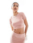 Фото #1 товара In The Style exclusive slinky cropped t-shirt co-ord in rose pink