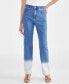 ფოტო #3 პროდუქტის Petite High Rise Dip-Dye Straight-Leg Jeans, Created for Macy's