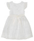 ფოტო #2 პროდუქტის Baby Girls White Embroidered Flutter Sleeve Fit-and-Flare Dress