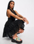 Фото #8 товара Miss Selfridge Petite broderie halter wrap mini dress in black
