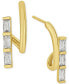 ფოტო #1 პროდუქტის Cubic Zirconia Baguette Spiral Hoop Earrings in 18k Gold-Plated Brass