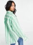 Фото #3 товара ASOS DESIGN oversized dad shirt in apple green stripe