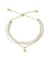Фото #1 товара White Glass Beads 14k Gold Plated Shell Bracelet