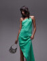 Фото #5 товара Topshop premium one shoulder cut away hem midi dress in green