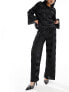 Y.A.S checkerboard plisse wide leg trouser co-ord in black