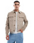 ASOS DESIGN cropped cord harrington jacket in stone