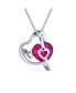 Фото #3 товара Bling Jewelry romantic Modern Pave Accent Double Infinity Heart Ruby Red Pink Faceted Crystal Mom Word Heart Necklace Pendant For Women Teens .925 Sterling Silver 16,18 Inches Chain