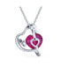 ფოტო #4 პროდუქტის Modern Pave Accent Double Infinity Heart Ruby Red Pink Faceted Crystal Mom Word Heart Necklace Pendant Sterling Silver 1618 Inches Chain