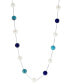 ფოტო #1 პროდუქტის EFFY® Freshwater Pearl (8mm), Lapis Lazuli, & Turquoise Bead 18" Collar Necklace in Sterling Silver