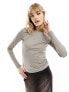 Weekday fitted boatneck long sleep top in beige