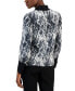 Фото #2 товара Women's Contrast-Trimmed Printed Satin Bow Blouse