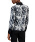 Women's Contrast-Trimmed Printed Satin Bow Blouse