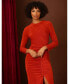 Фото #5 товара Women's Ruched Long-Sleeve Midi Dress