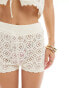 ASOS DESIGN knitted crochet shorts co-ord in cream Бежевый, S - EU 36-38 - фото #2