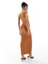 Фото #7 товара ASOS DESIGN shoulder pad maxi t shirt dress with ruched side in rust