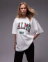 Topshop premium graphic Malmo super oversized tee in white