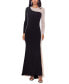 ფოტო #1 პროდუქტის Women's Two-Tone Long-Sleeve Jersey-Knit Gown