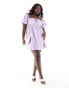 Фото #4 товара ASOS DESIGN Curve puffed sleeve smock mini in lilac