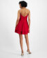 ფოტო #3 პროდუქტის Juniors' Imitation Pearl-Strap Double-Layer Fit & Flare Dress