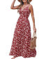 ფოტო #1 პროდუქტის Women's Red Floral Sweetheart Twist & Keyhole Maxi Beach Dress