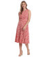 Petite Printed Jewel-Neck Midi Dress red ivory, 8P - фото #1