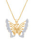 Фото #1 товара Macy's diamond Accent Butterfly Pendant 18" Necklace in Gold Plate