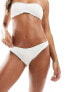 Фото #5 товара ASOS DESIGN seersucker lettuce edge high leg hipster bikini bottom in ivory