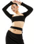 Фото #1 товара Missyempire long sleeve square neck crop top co-ord in black