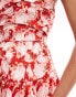 & Other Stories babydoll mini dress with pleated bodice in red floral print