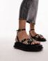 Topshop Kayla leather strappy sandal with buckle detail in black Черный, 40 - фото #1